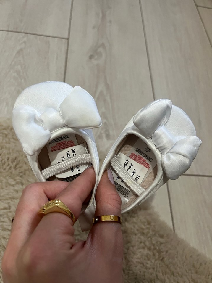 Kız Bebek Beyaz Fiyonklu Babet Ayakkabı - Görsel 3