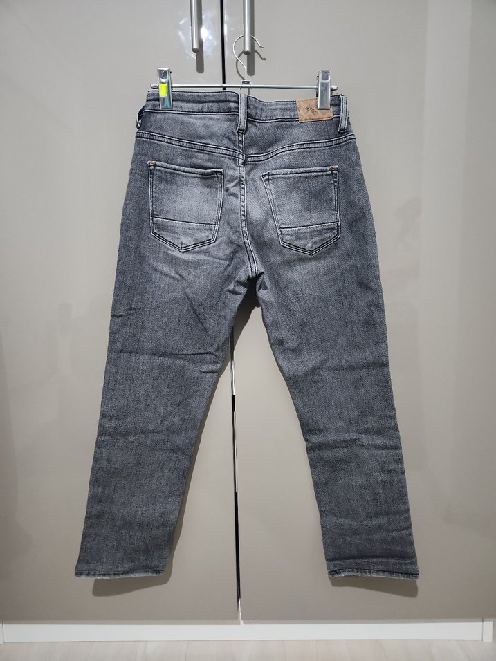 Gri Kadın Denim Midi Boy Kot Pantolon - Görsel 2