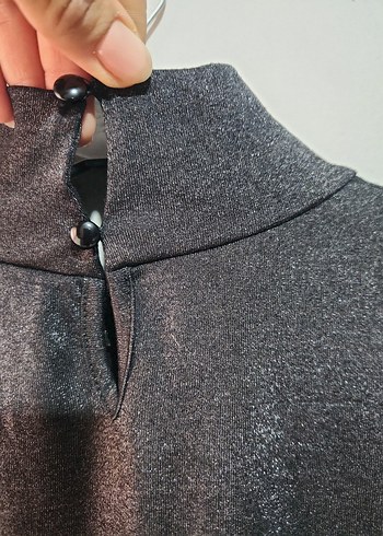 Kadın Siyah simliElbise - Görsel 4