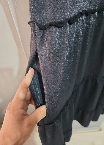 Kadın Siyah simliElbise - Görsel 3