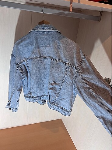 l Beden mavi Renk Stradivarius crop kot ceket
