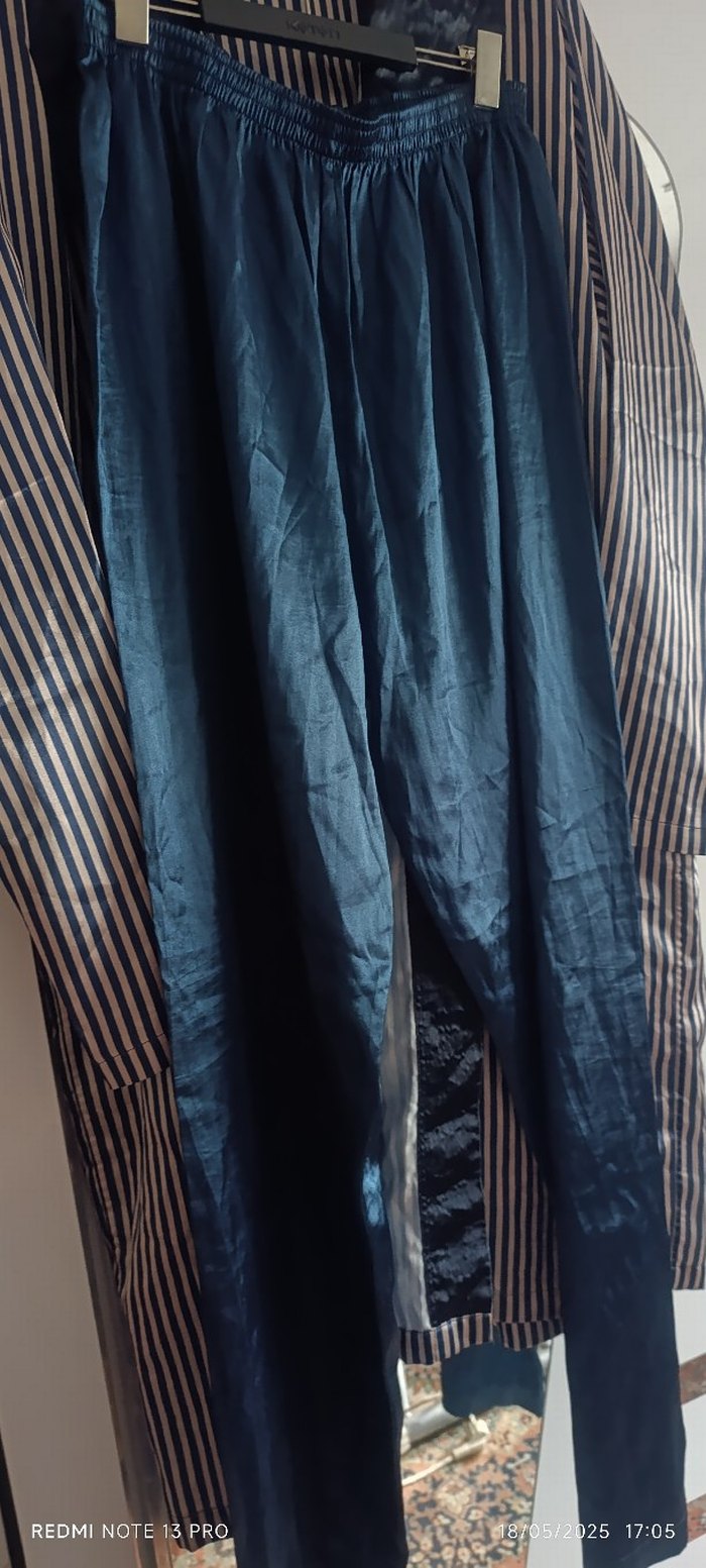 Mavi Çizgili Uzun Kollu Erkek Pijama - Görsel 3