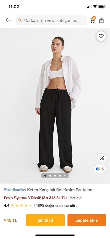 Stradivarius keten pantolon