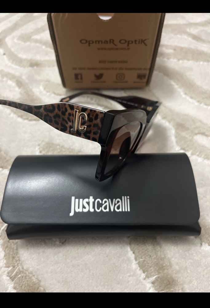 Just Cavalli Leopar Kahverengi Klasik Kadın Güneş Gözlüğü - Görsel 5