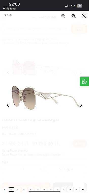 PRADA BAYAN GÜNEŞ GÖZLÜĞÜ - Görsel 3