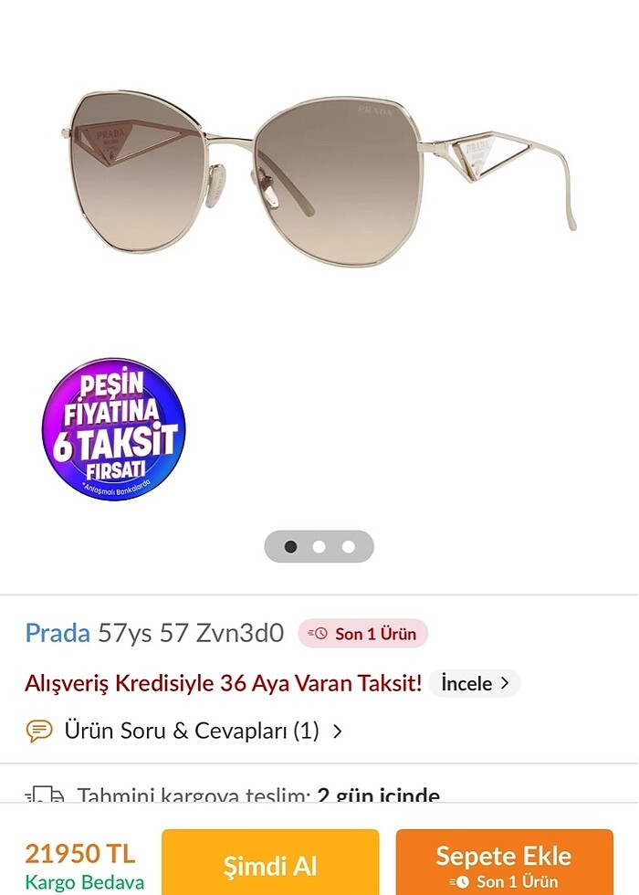 PRADA BAYAN GÜNEŞ GÖZLÜĞÜ - Görsel 2