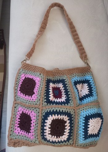 Renkli Örgü Bohem Kadın Çantası - Görsel 2