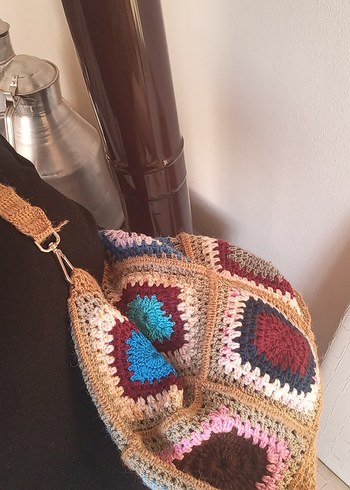 Renkli Örgü Bohem Kadın Çantası - Görsel 4