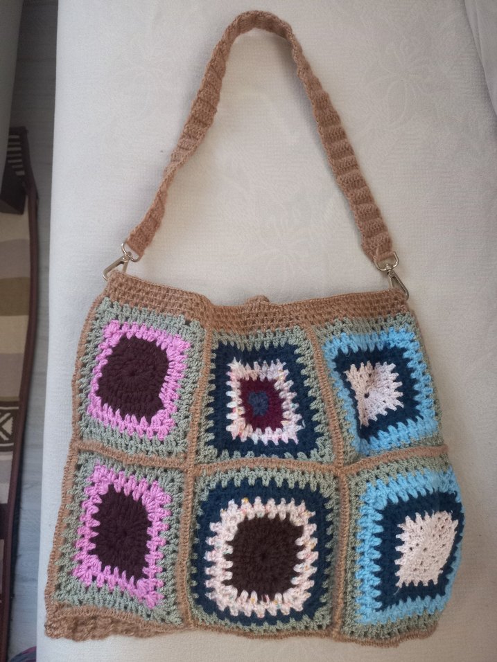 Renkli Örgü Bohem Kadın Çantası - Görsel 2