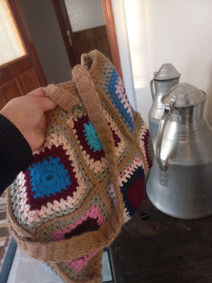 Renkli Örgü Bohem Kadın Çantası - Görsel 3