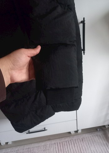 Siyah Uzun Kollu Fermuarlı Kışlık Kadın Mont - Görsel 3