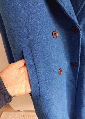 Mavi uzun yün kaban - Görsel 4