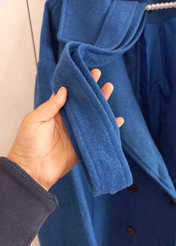 Mavi uzun yün kaban - Görsel 5