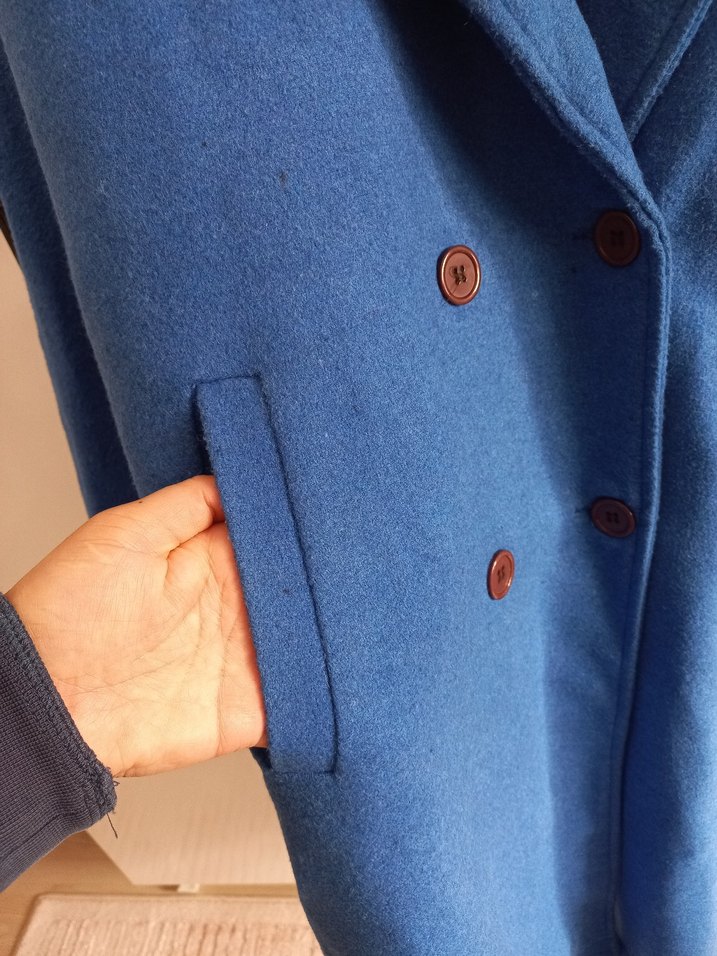 Mavi uzun yün kaban - Görsel 4