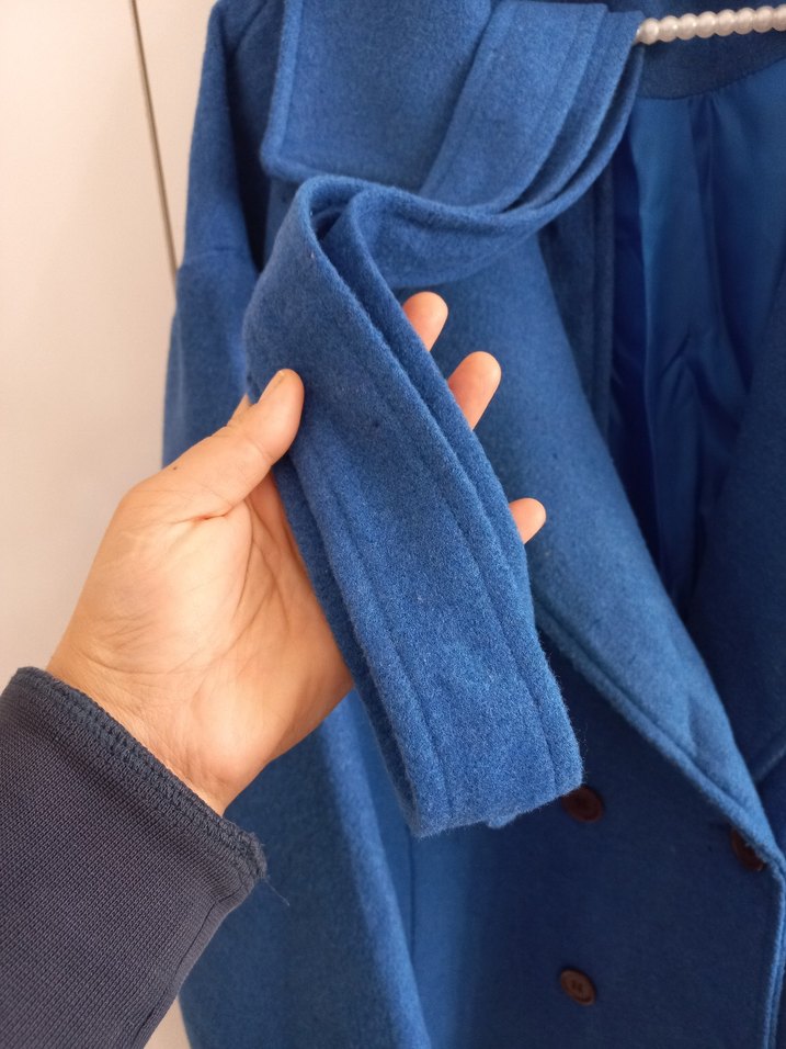 Mavi uzun yün kaban - Görsel 5