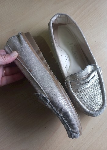 Gri Payetli Kadın Dolgu Topuk Babet - Görsel 2