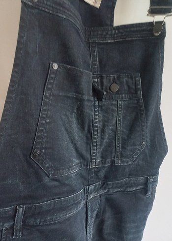 Kadın Gri Kot Askılı Uzun Tulum - Görsel 4