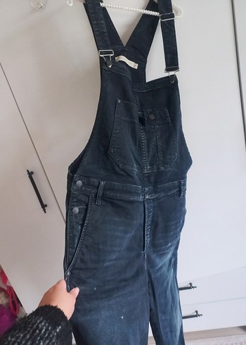 Kadın Gri Kot Askılı Uzun Tulum - Görsel 2