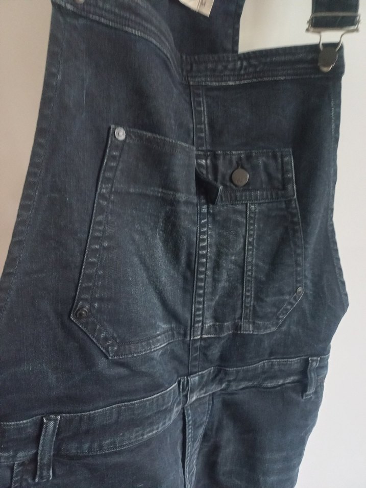 Kadın Gri Kot Askılı Uzun Tulum - Görsel 4