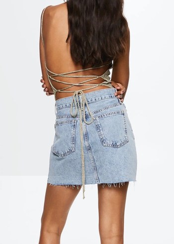 MANGO Kadın Mavi Denim Mini Etek - Görsel 3