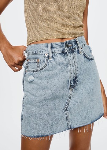 MANGO Kadın Mavi Denim Mini Etek - Görsel 2