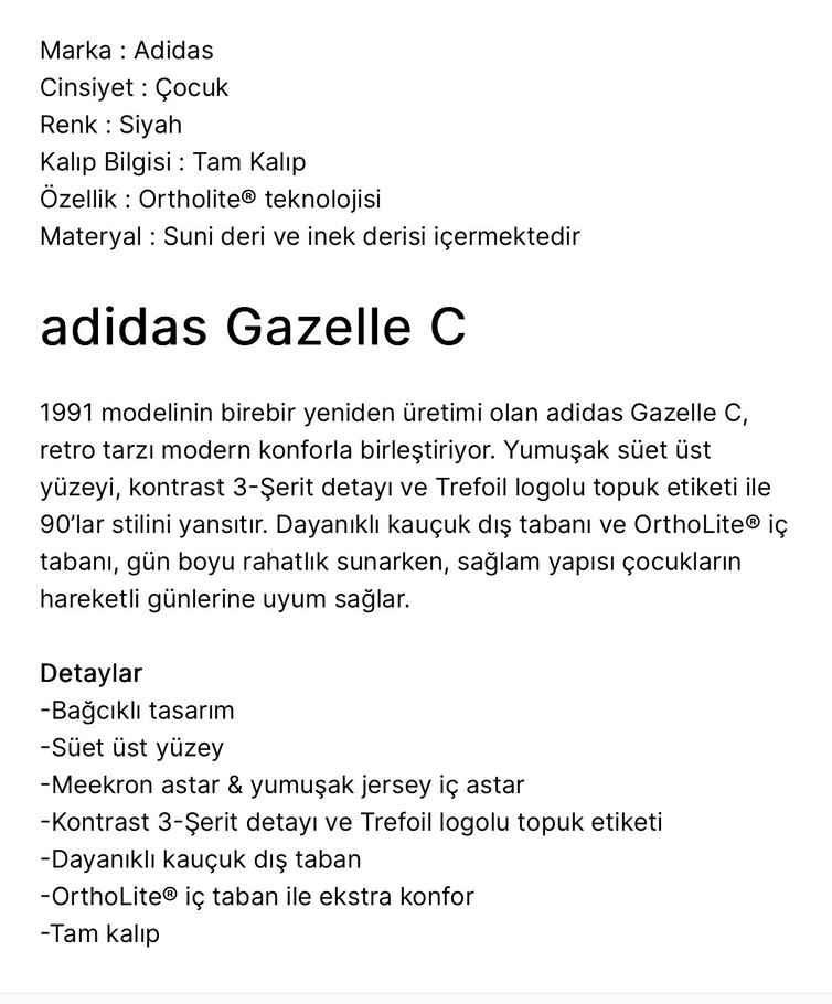 Adidas Gazelle C Unisex çocuk - Görsel 3