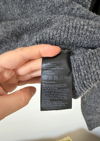 H&M Gri Örgü Kadın Yün Kazak - Görsel 5