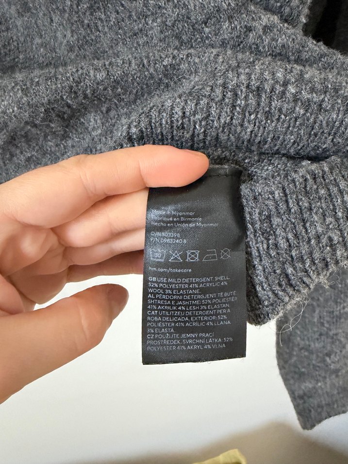 H&M Gri Örgü Kadın Yün Kazak - Görsel 5