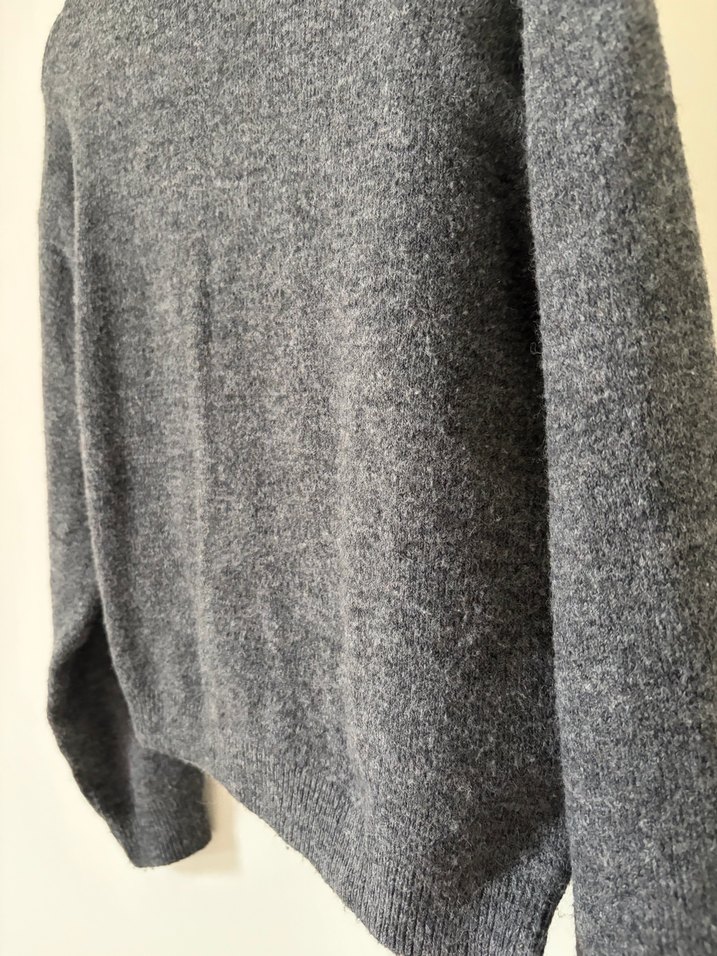 H&M Gri Örgü Kadın Yün Kazak - Görsel 4
