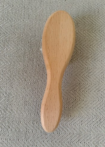 Ahşap Doğal Keçi Kılı Bebek Saç Fırçası - Görsel 5