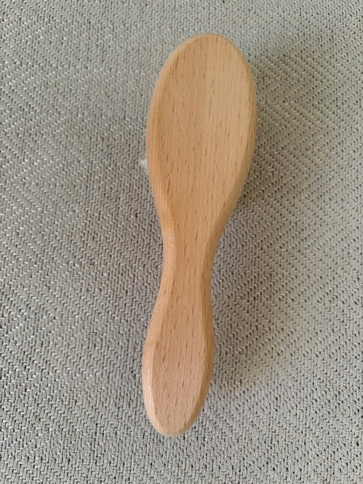 Ahşap Doğal Keçi Kılı Bebek Saç Fırçası - Görsel 5