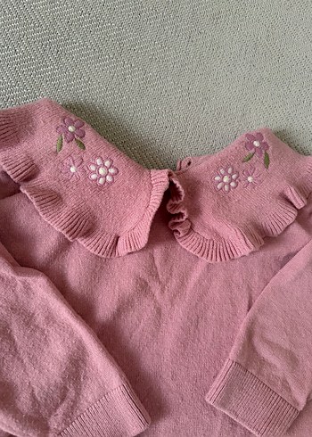 Nakışlı Pembe Triko Kız Bluz - Görsel 3