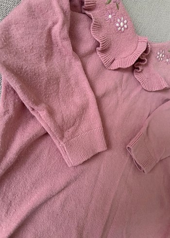 Nakışlı Pembe Triko Kız Bluz - Görsel 2