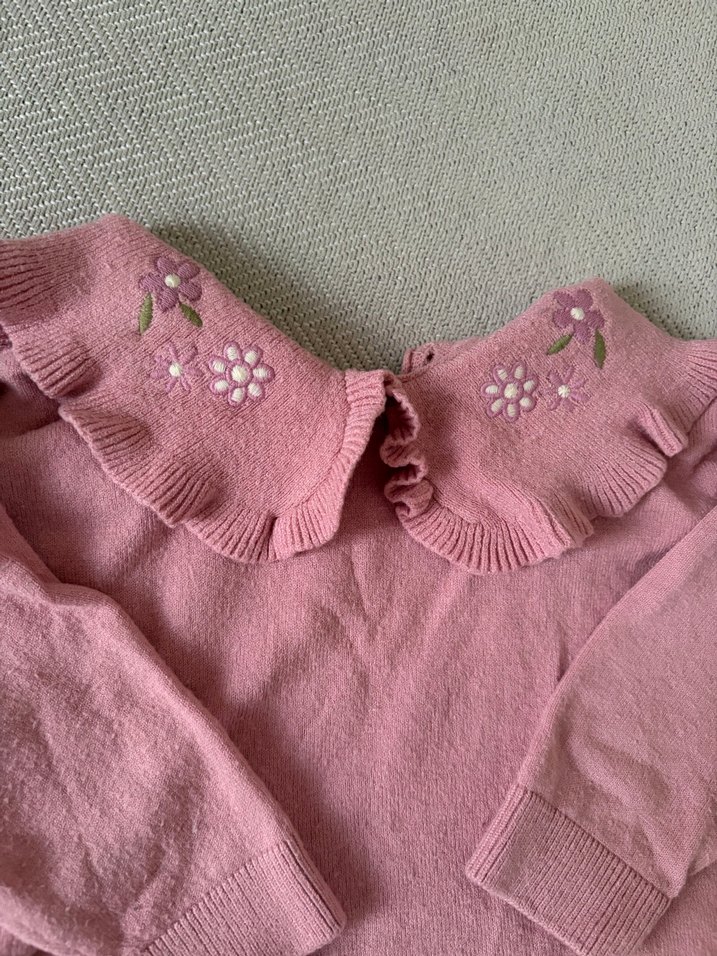 Nakışlı Pembe Triko Kız Bluz - Görsel 3