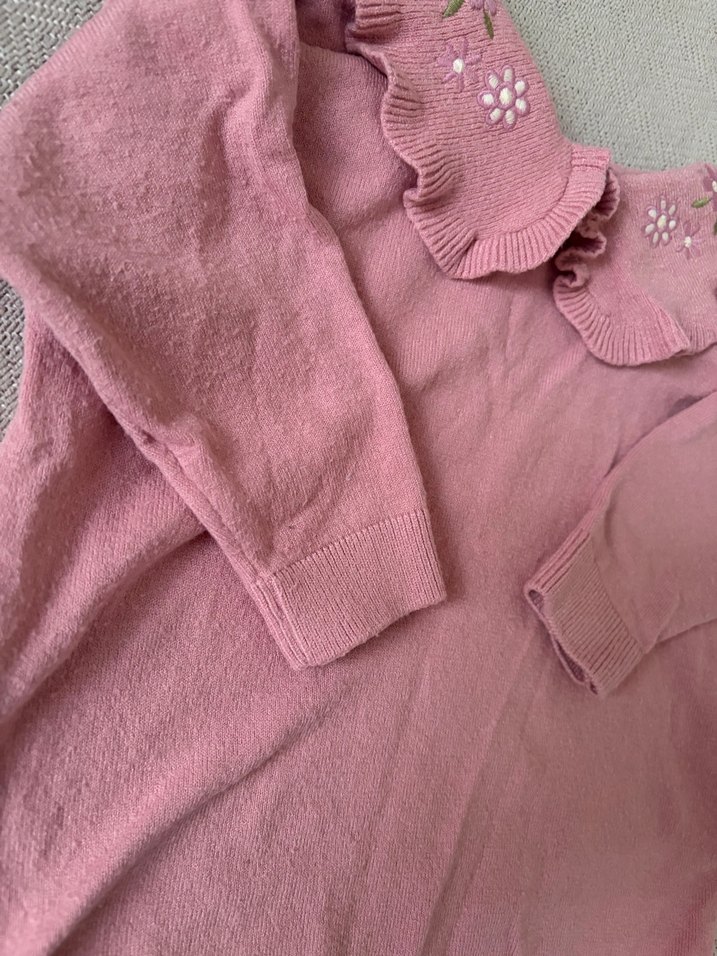 Nakışlı Pembe Triko Kız Bluz - Görsel 2