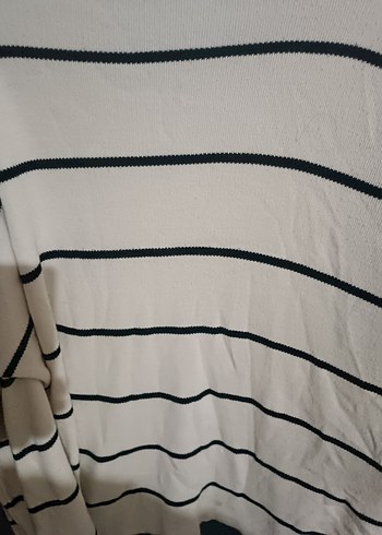Beyaz Çizgili Kadın Triko Kazak tunik - Görsel 3