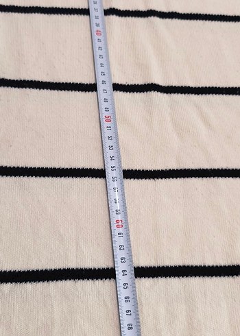 Beyaz Çizgili Kadın Triko Kazak tunik - Görsel 9