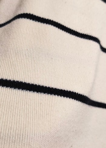 Beyaz Çizgili Kadın Triko Kazak tunik - Görsel 7