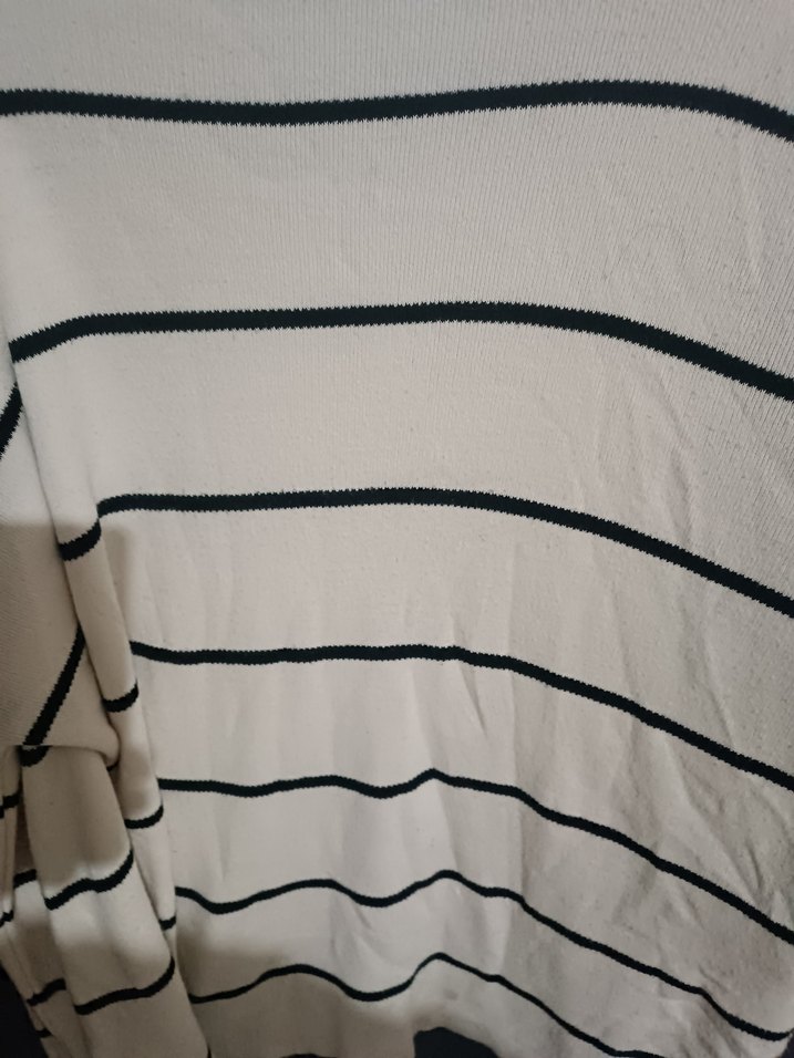 Beyaz Çizgili Kadın Triko Kazak tunik - Görsel 3