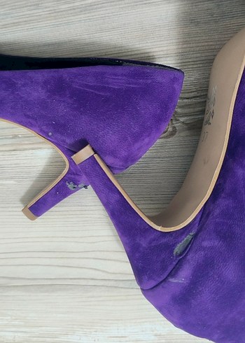 Mor Süet Stiletto Kadın Ayakkabı - Görsel 5