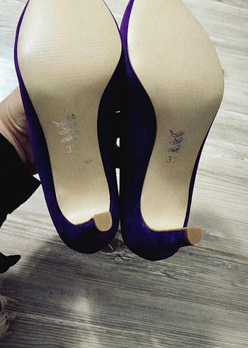 Mor Süet Stiletto Kadın Ayakkabı - Görsel 2