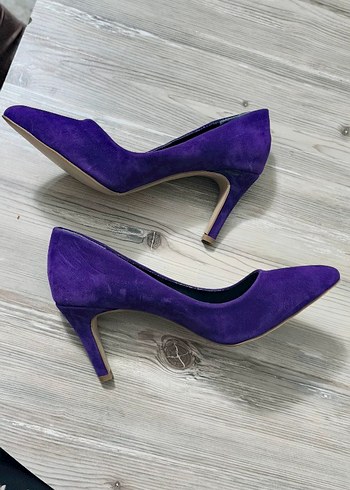 Mor Süet Stiletto Kadın Ayakkabı - Görsel 4