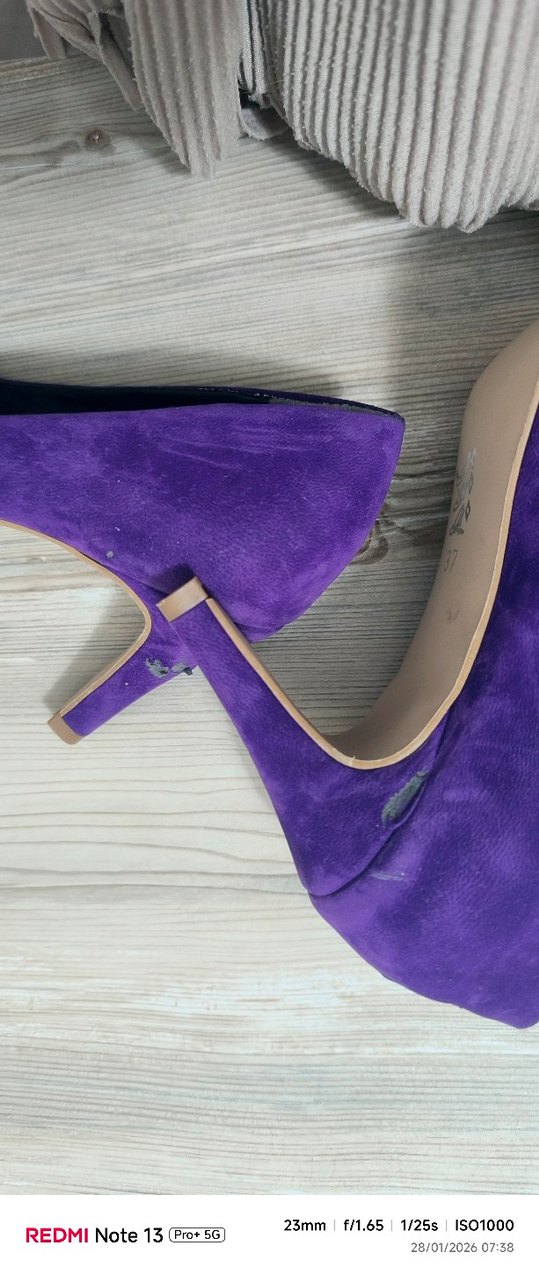 Mor Süet Stiletto Kadın Ayakkabı - Görsel 5