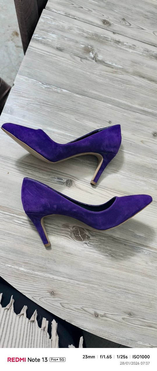 Mor Süet Stiletto Kadın Ayakkabı - Görsel 4