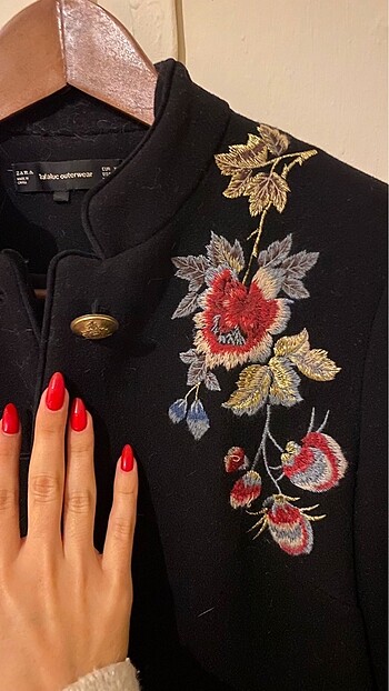 xs Beden lacivert Renk Zara Islemeli Kaban