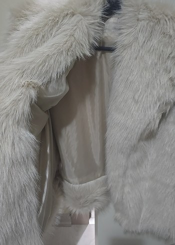 krem Kürk Detaylı Midi Kadın Mont - Görsel 4