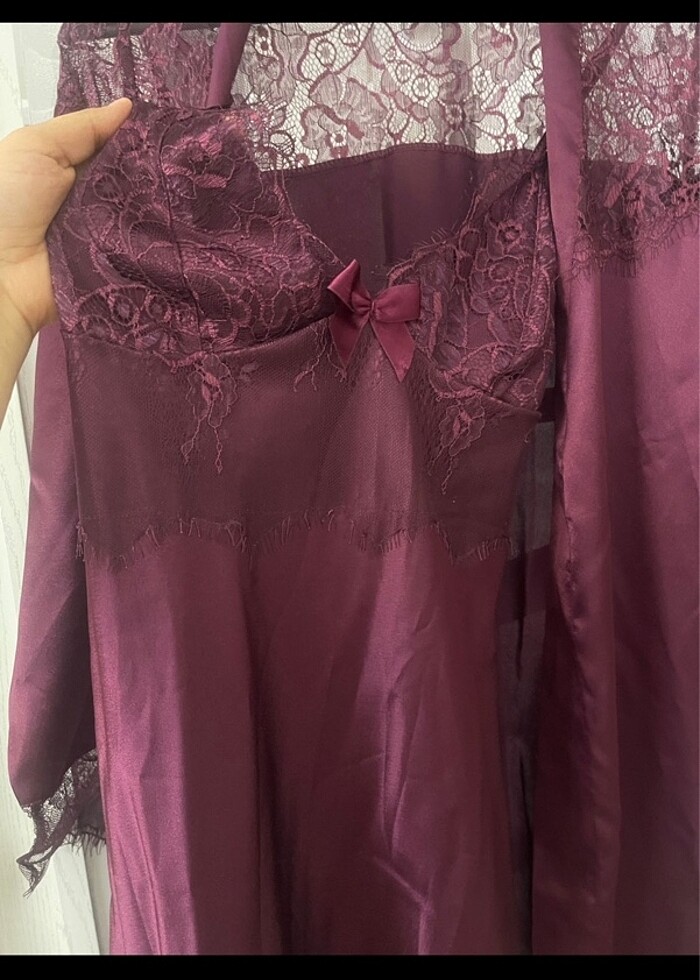 Miorre saten ıkılı gecelık takımı - Görsel 2