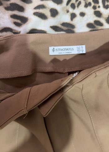 Düğmeli Bej Kadın Kumaş Pantolon - Görsel 5