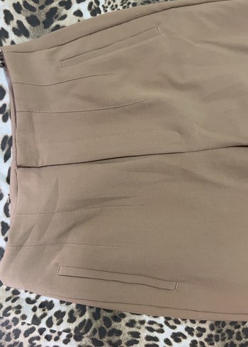 Düğmeli Bej Kadın Kumaş Pantolon - Görsel 4