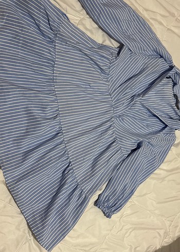 Mavi Çizgili Pilili Uzun Kollu Gömlek - Görsel 2